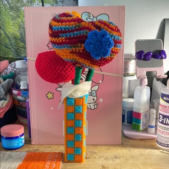 Colorful Crochet Heart Bouquet - Picture 2 of 2